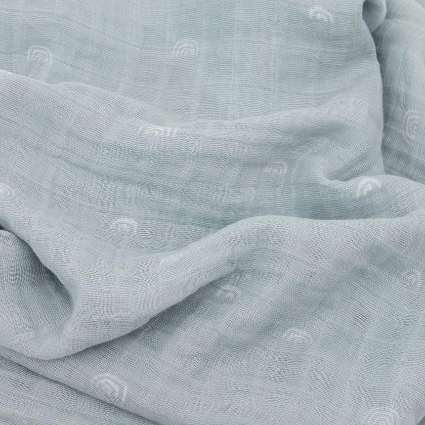 Cotton Muslin Swaddle Blanket - Blue Rainbow