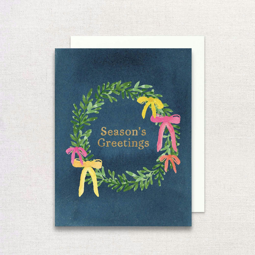 Season's Greetings Holiday Wreath Greeting Card