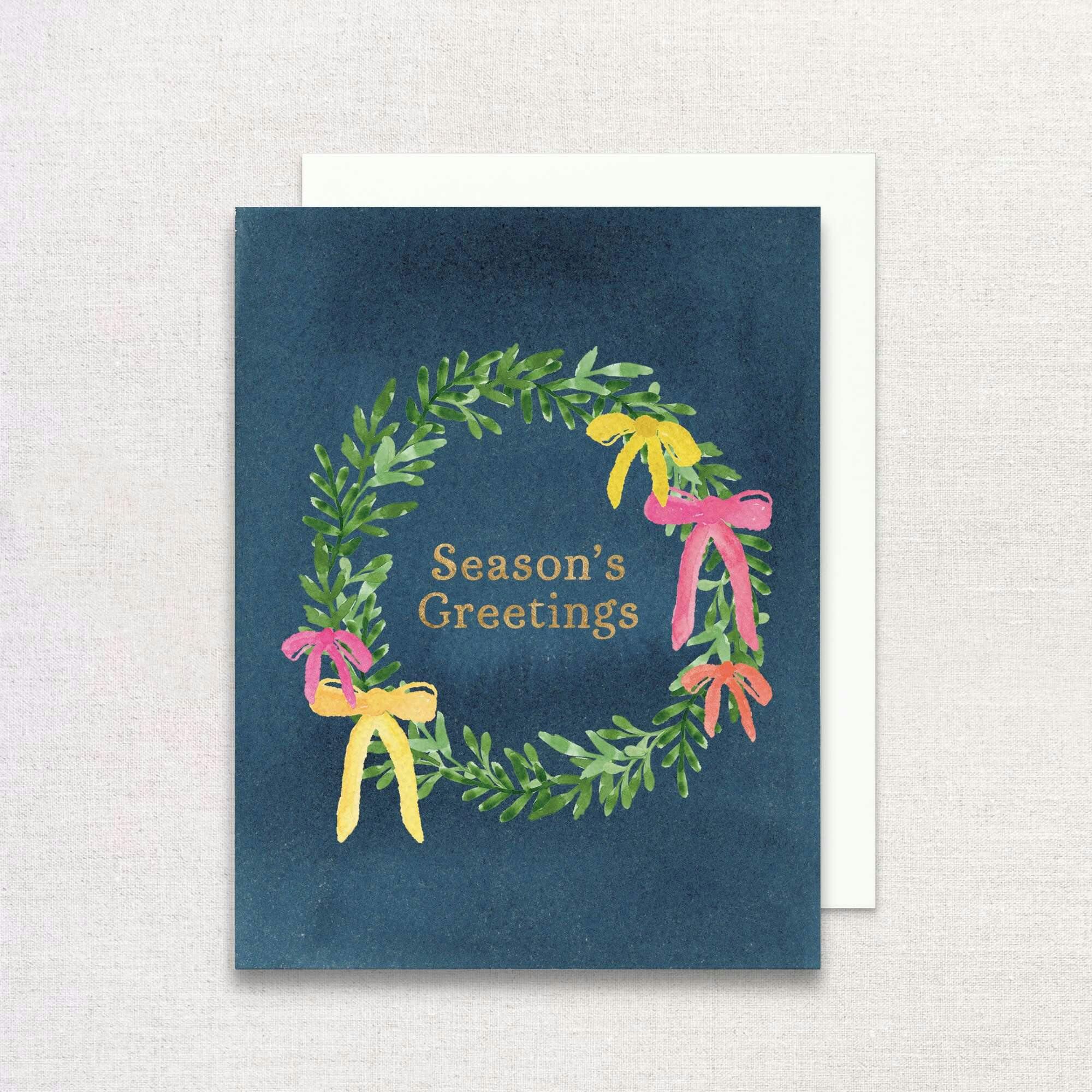 Season's Greetings Holiday Wreath Greeting Card