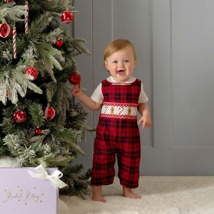 Gingerbread Smocked Overalls