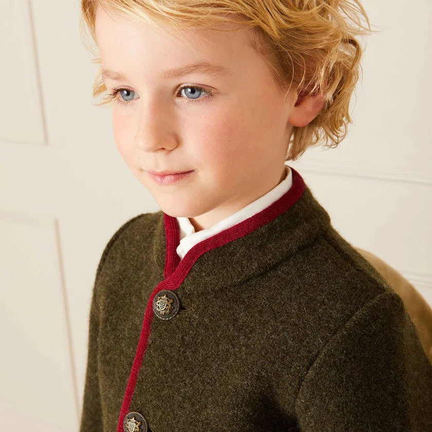 Austrian Single Breasted Contrast Trim Jacket in Green (18mths-10yrs)
