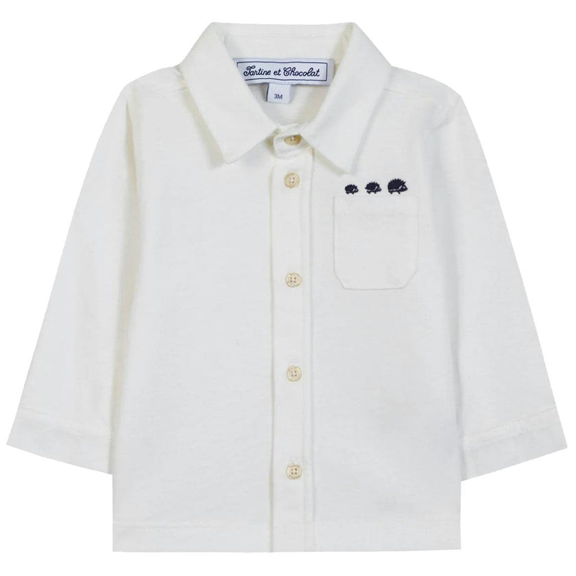 TARTINE ET CHOCOLAT Classic Cotton Baby Shirt - Nacre