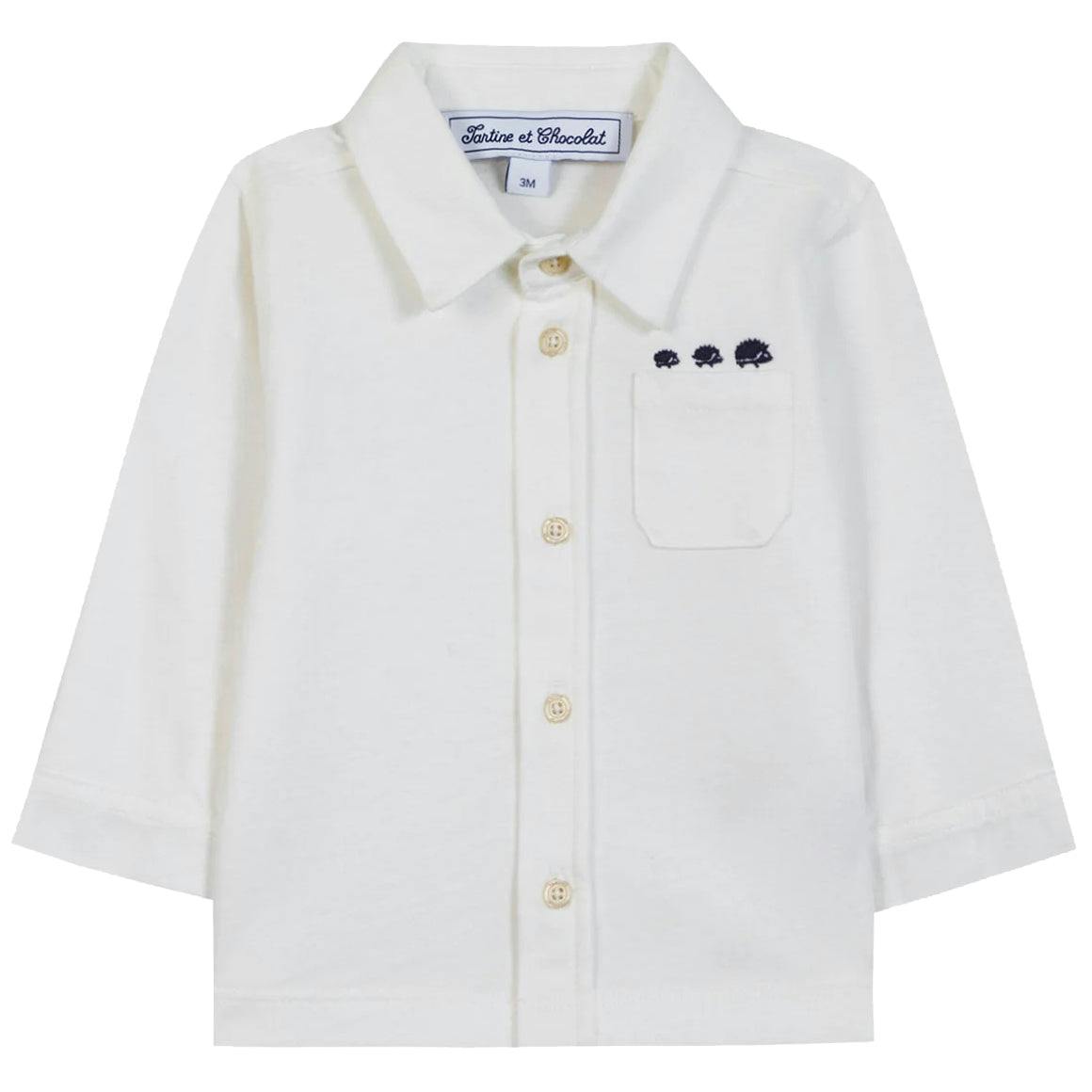 TARTINE ET CHOCOLAT Classic Cotton Baby Shirt - Nacre