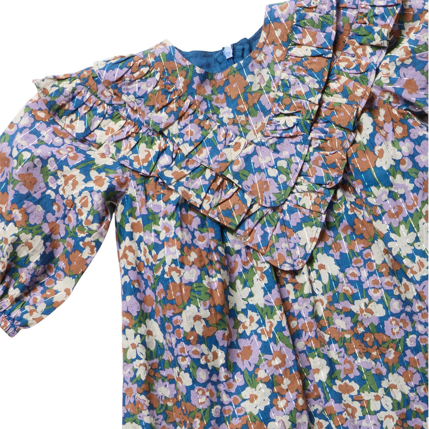 Girls Everly Dress - True Blue Sketched Floral