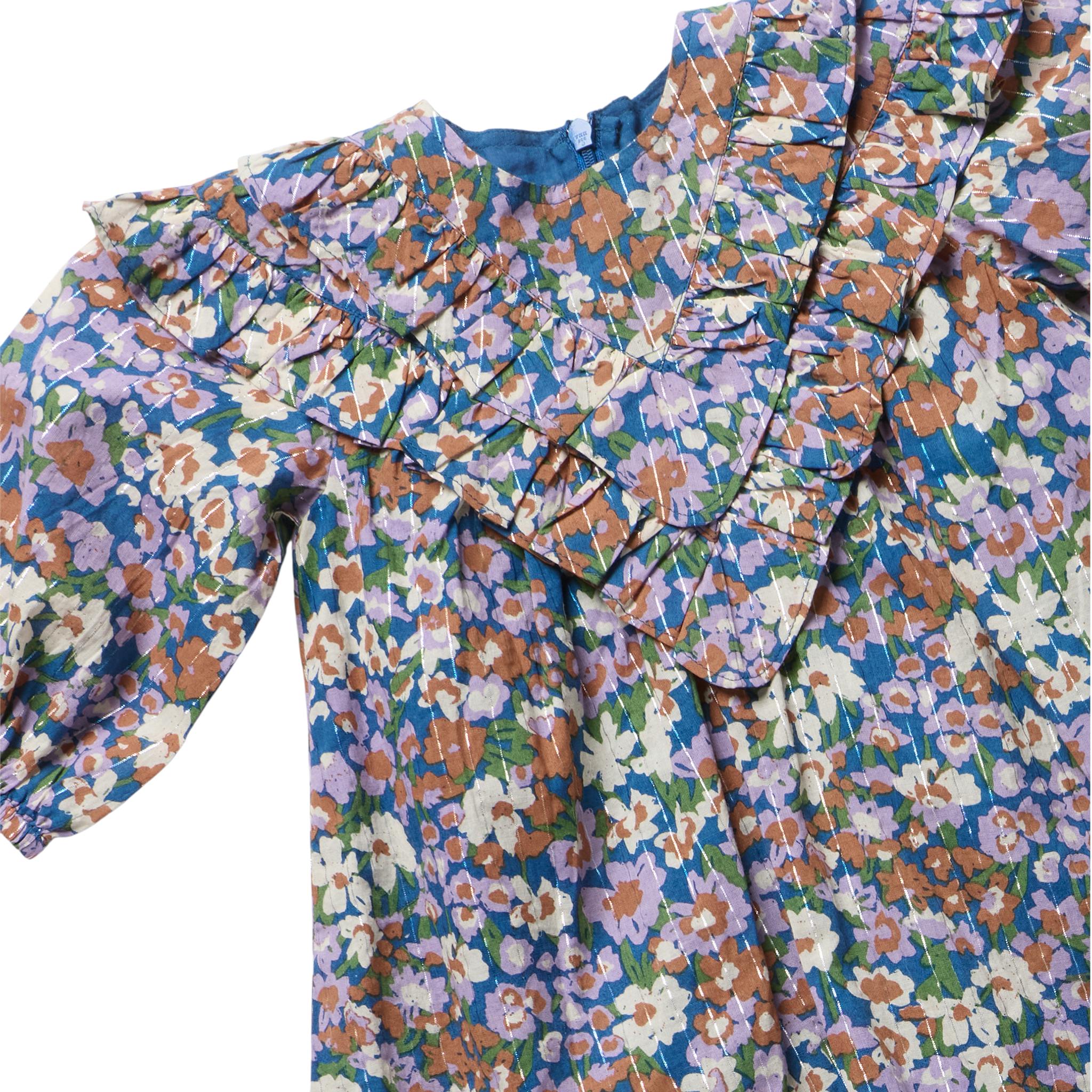 Girls Everly Dress - True Blue Sketched Floral