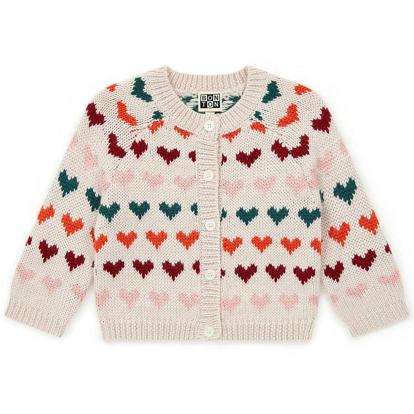 BONTON Jacquard Heart Knit Cardigan