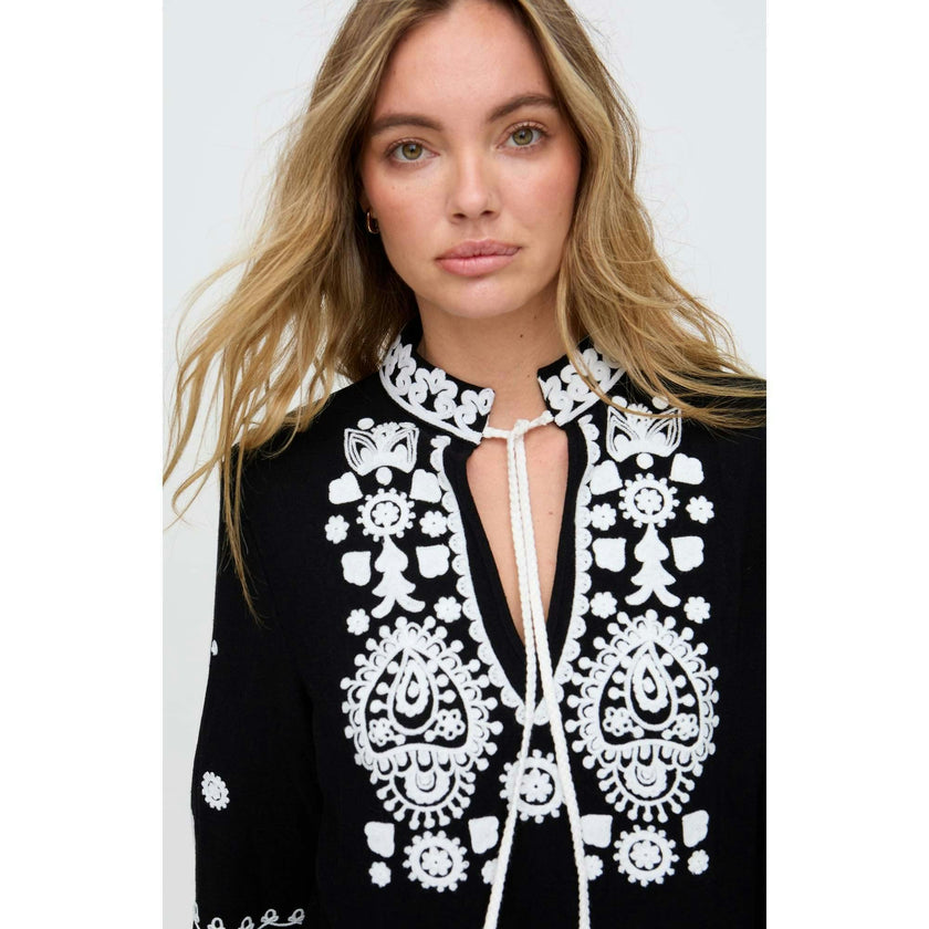 Katie Fringe Embroidered Mini Dress