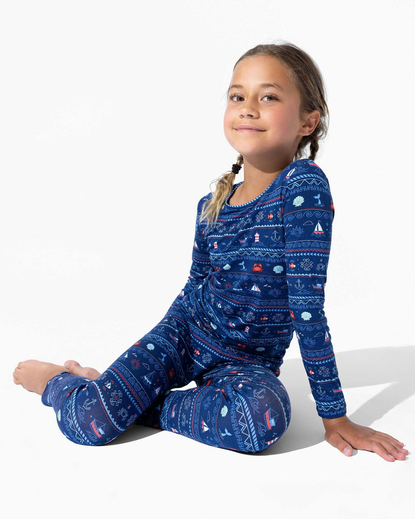 Sail Away Fair Isle Bamboo Kids Pajamas