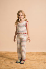 BARCOS KNIT PANTS OFF WHITE / RED