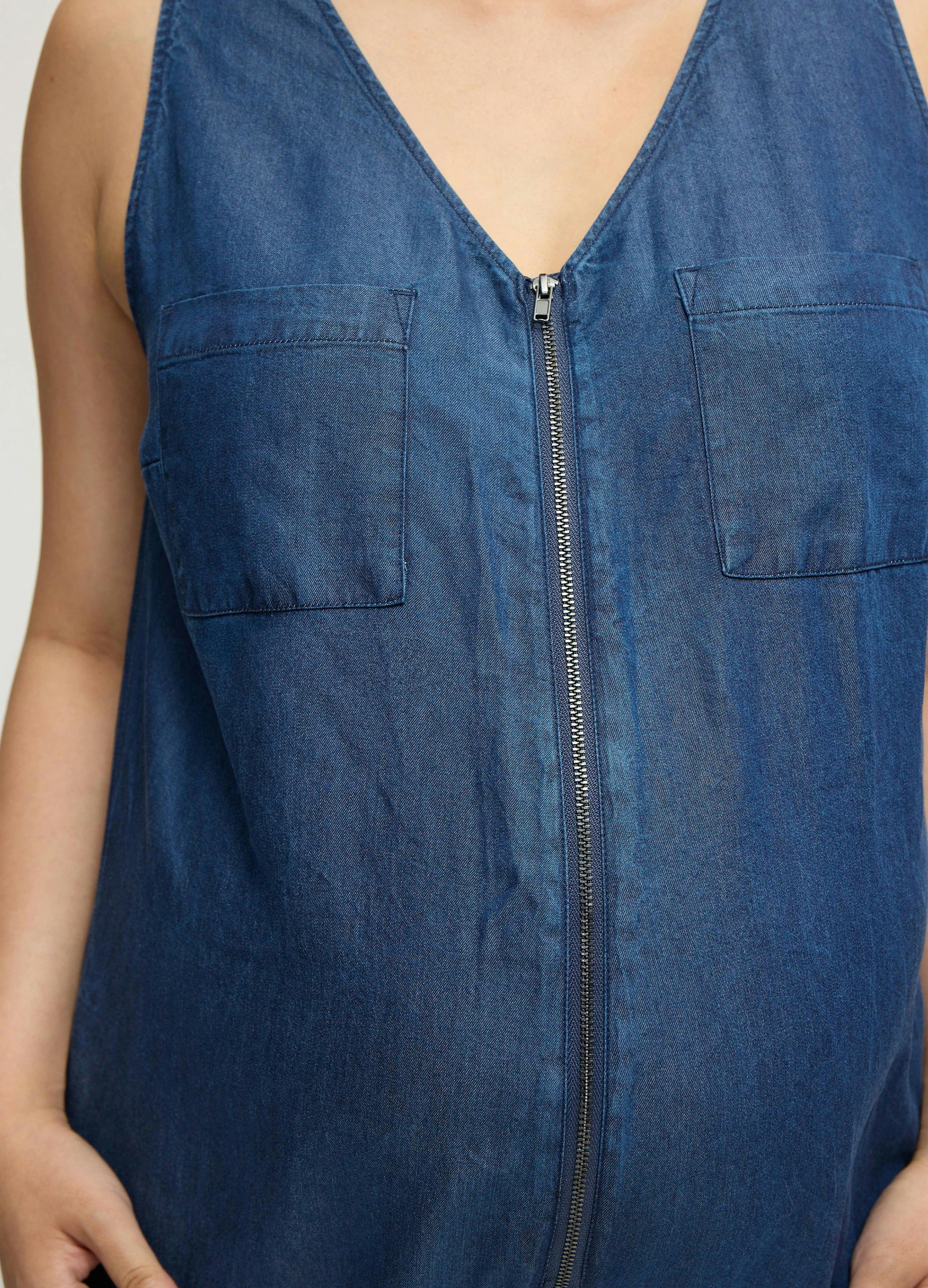 Wide Leg Chambray Maternity and Nursing Jumpsuit