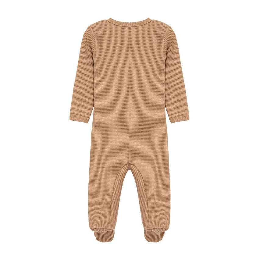 Tawny Rose Waffle Zipper Footed Romper