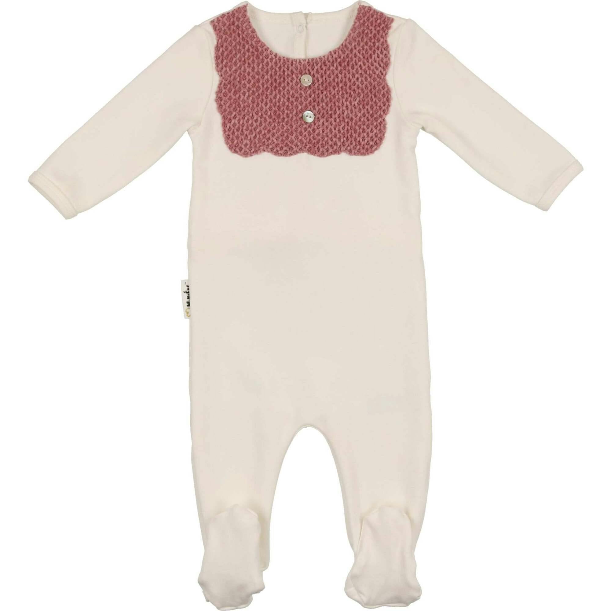 Velour Bib Girls Long Sleeve Footie