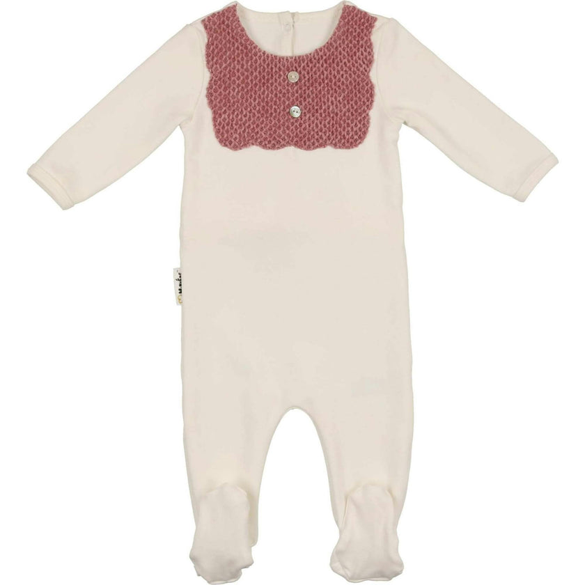 Velour Bib Girls Long Sleeve Footie