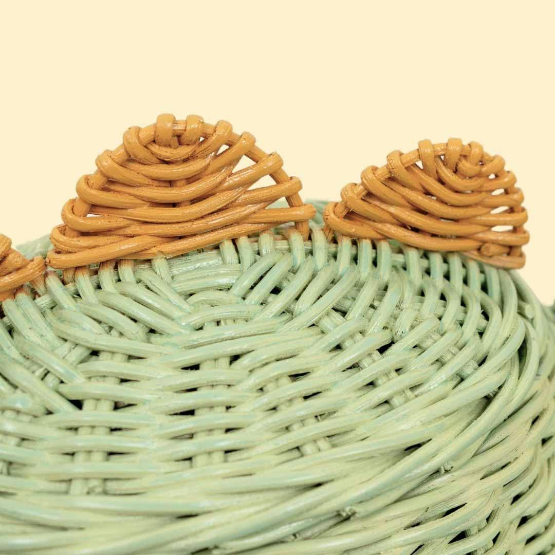 Dinosaur Handcrafted Rattan Storage Basket Mint Green - Small Wicker