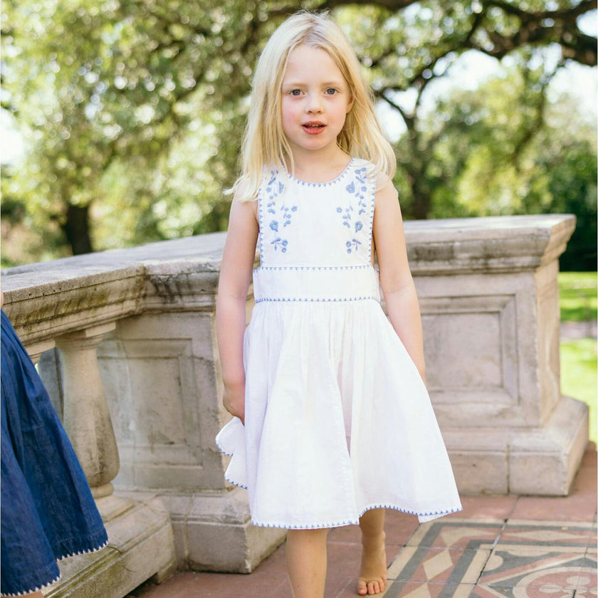 girls white embroidered pinafore dress
