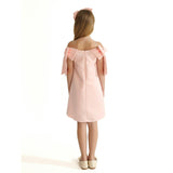 Pink Luneta Off-Shoulder Bow Dress