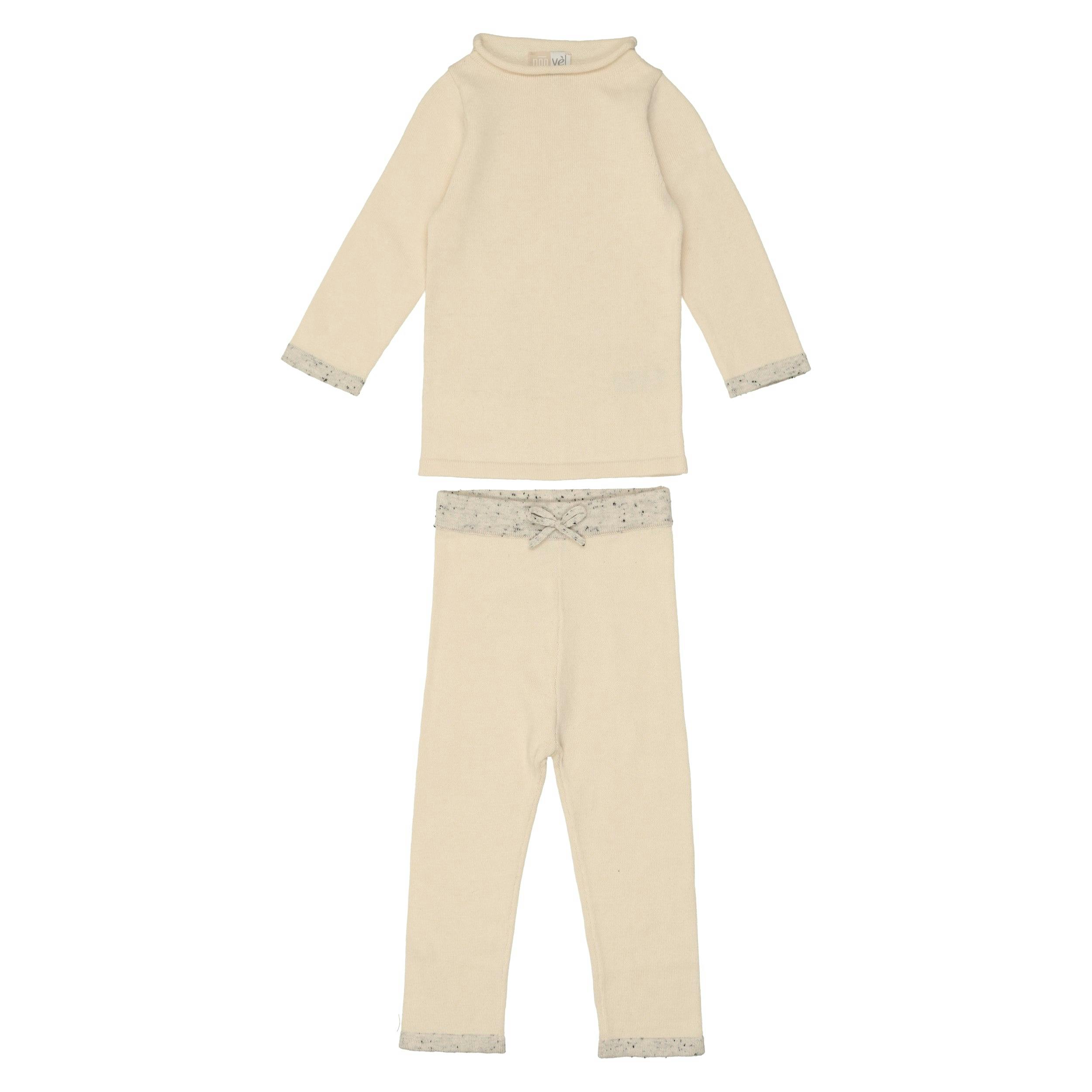 Half Flecked Long Sleeve Sweater & Pant 2-Piece Set