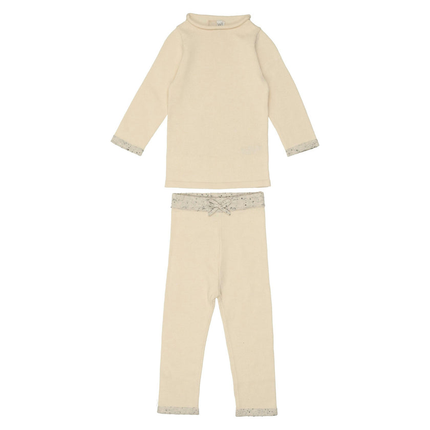 Half Flecked Long Sleeve Sweater & Pant 2-Piece Set