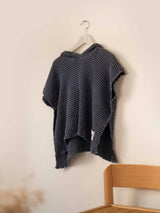 children's linen waffle poncho - blueberry