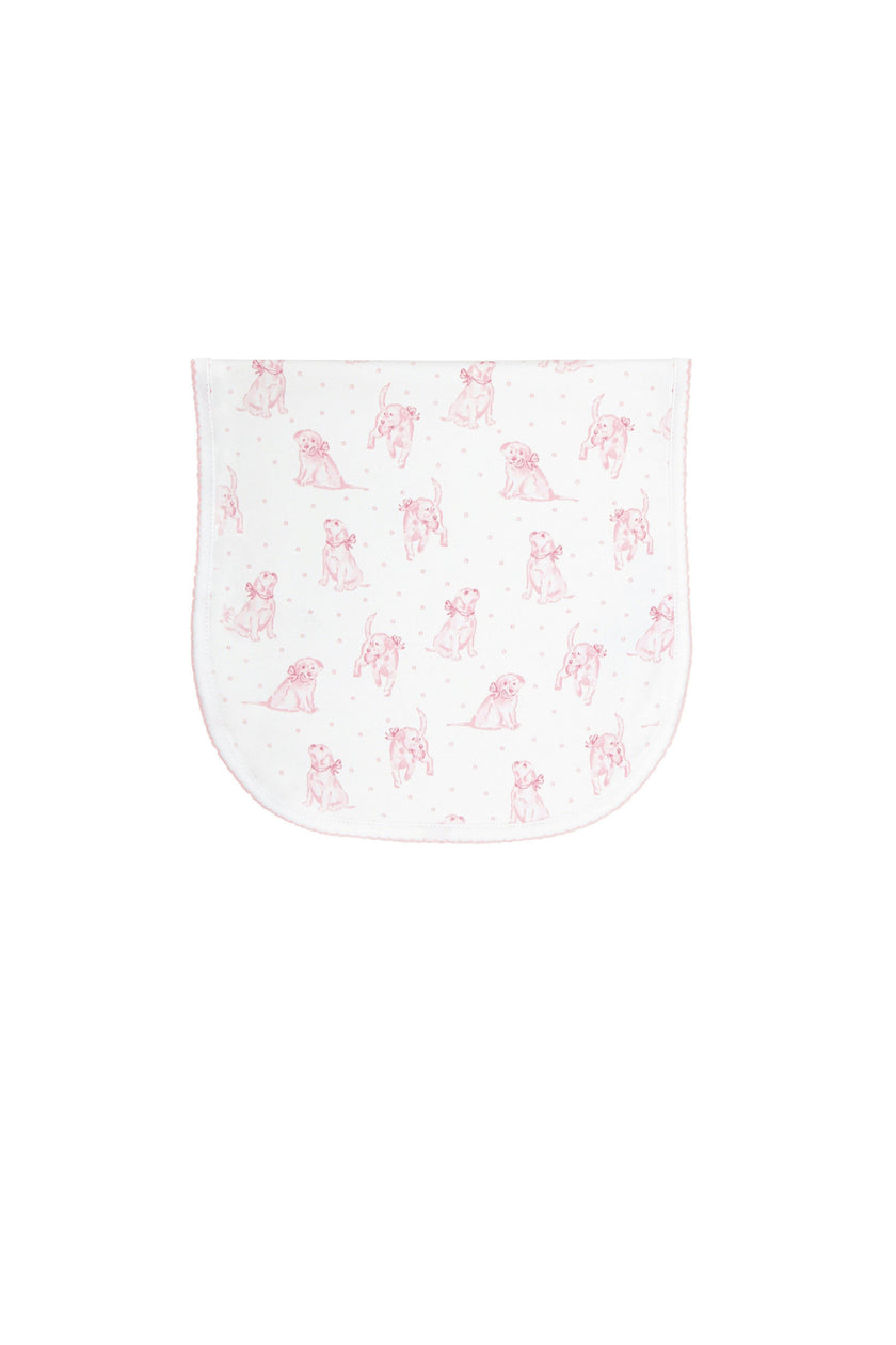 Pink Puppy Love Print Burp Cloth