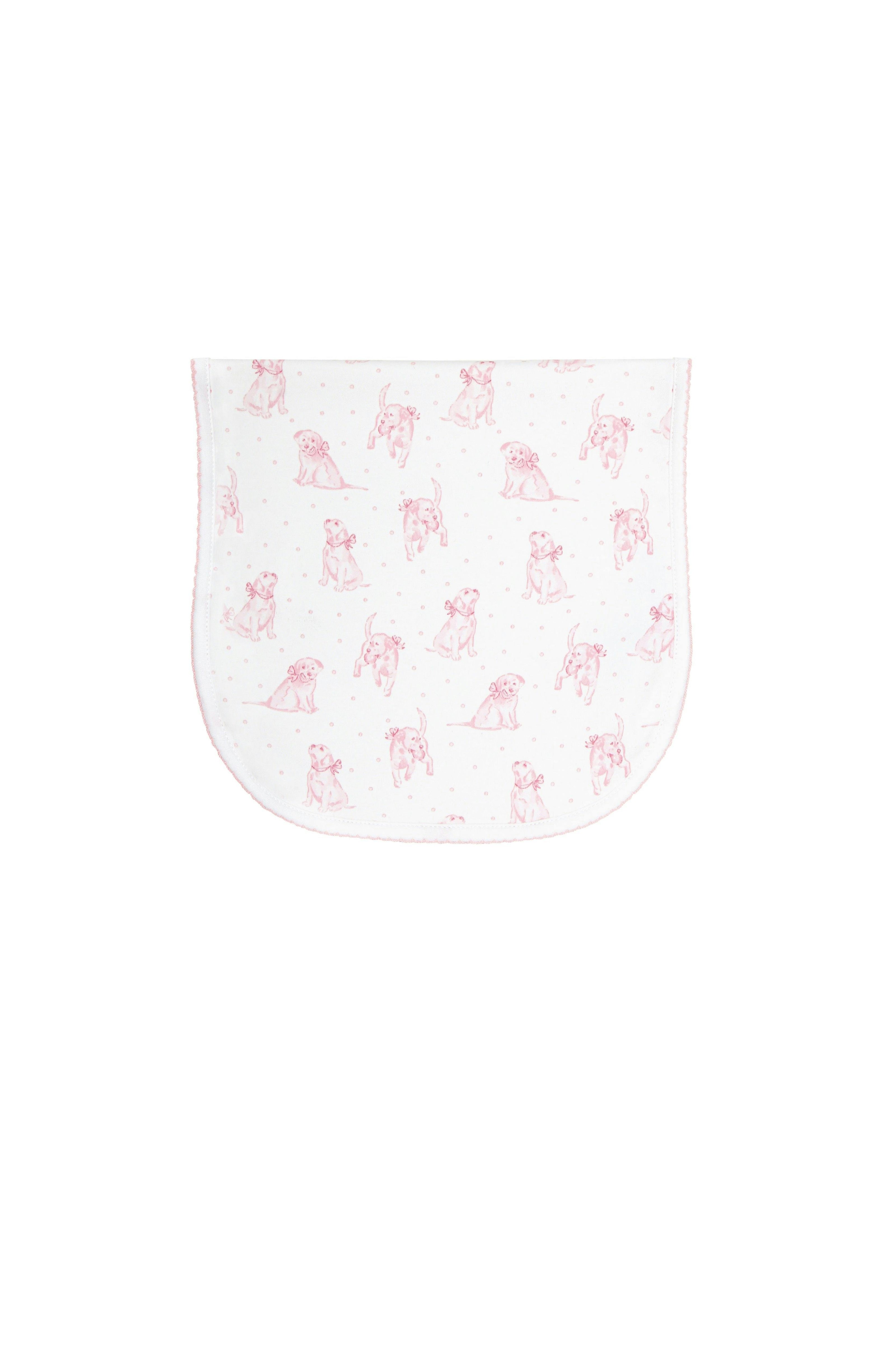 Pink Puppy Love Print Burp Cloth