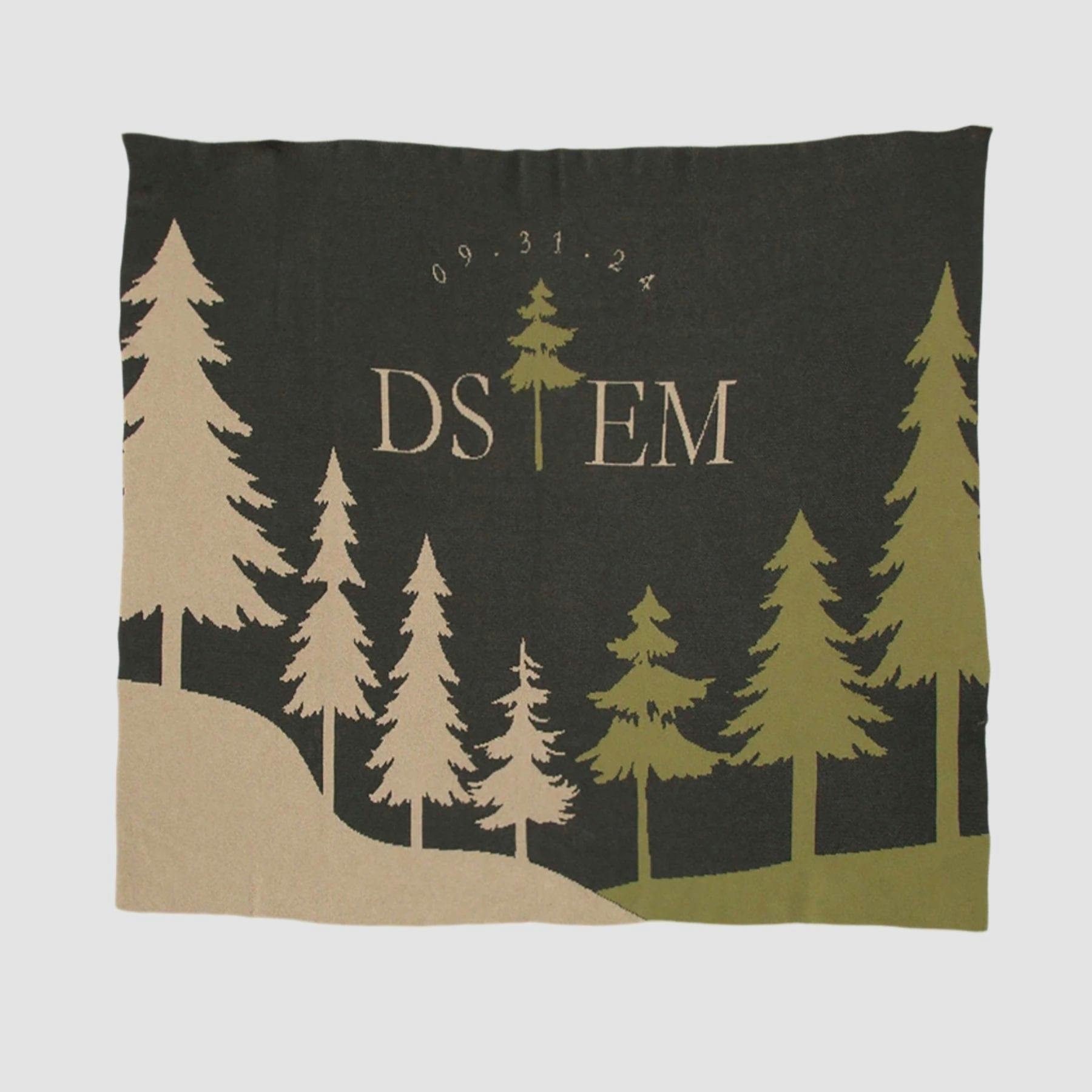 Custom Personalized Sustainable Knit Throw Blanket Winter Holiday Gift | Wedding - Pine