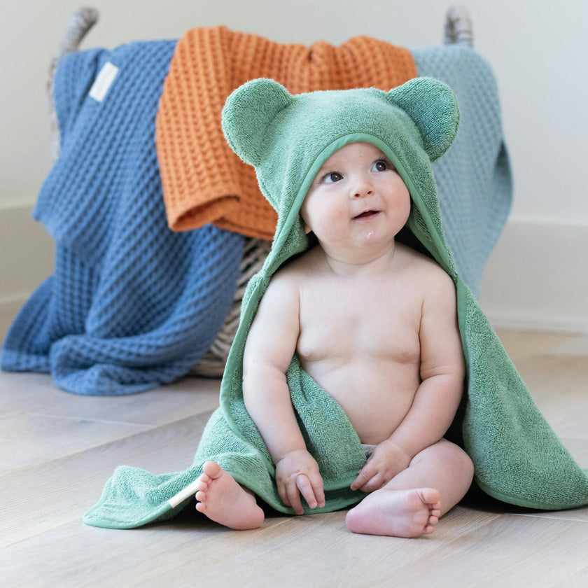 Hooded Towel + Wash Mitt Set Sea Foam