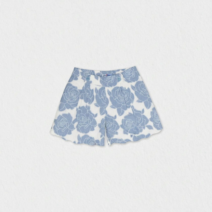 Caissy Girl Shorts, Blue Denim Flower