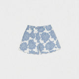 Caissy Girl Shorts, Blue Denim Flower