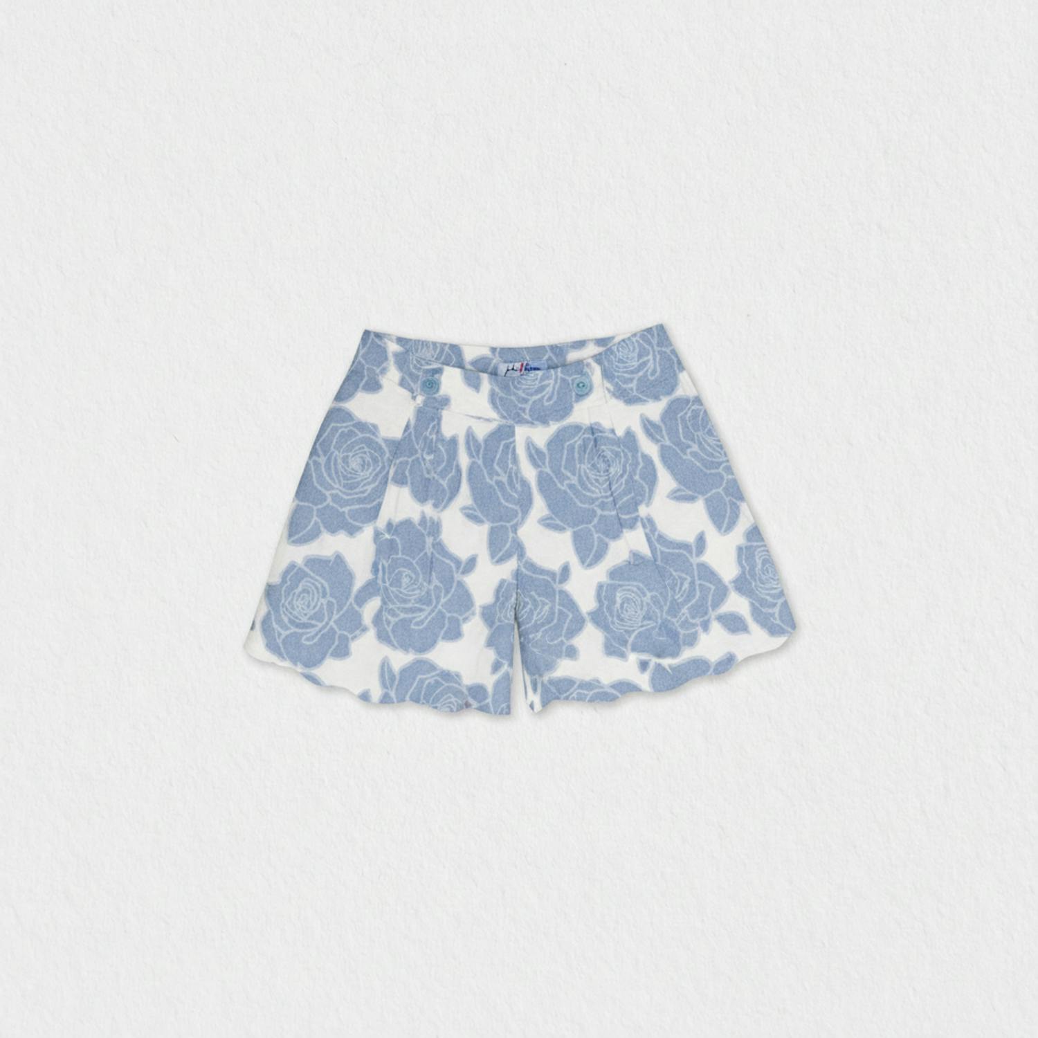 Caissy Girl Shorts, Blue Denim Flower