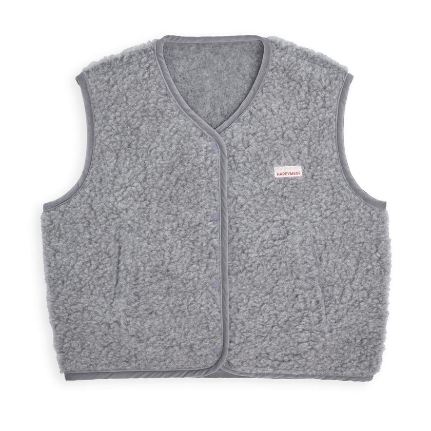 adult merino wool vest - stone grey
