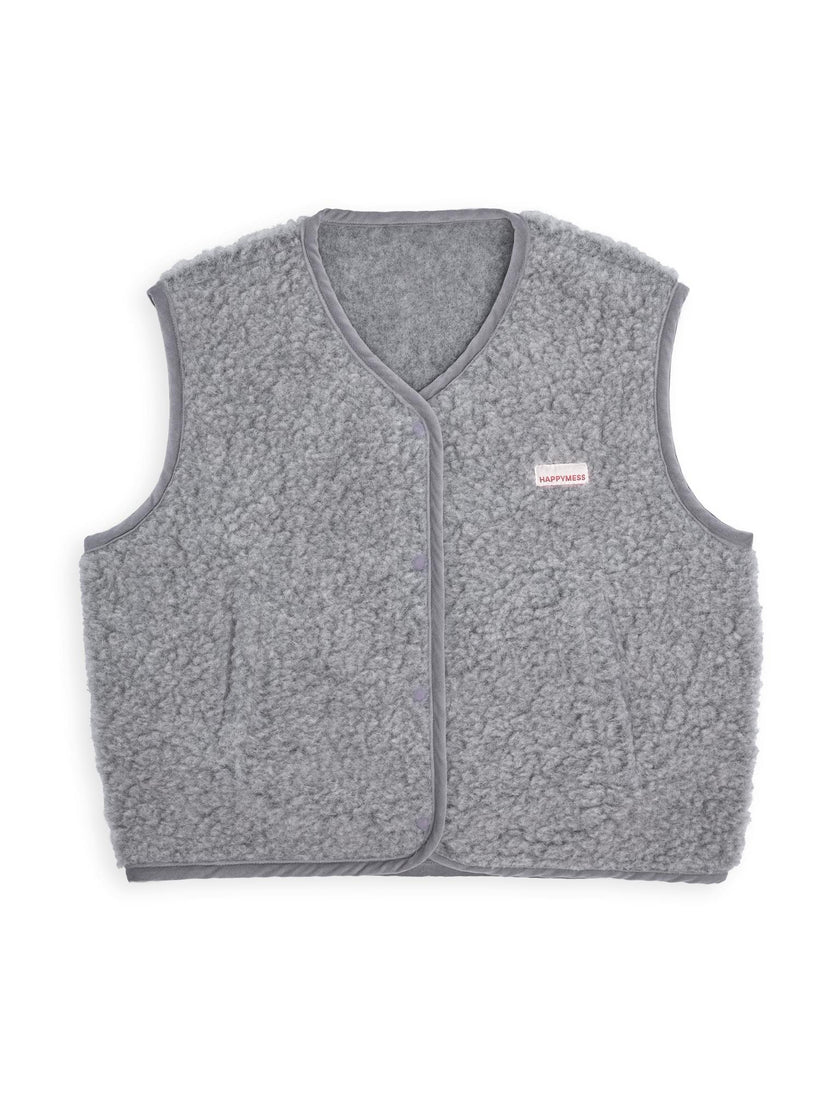 adult merino wool vest - stone grey