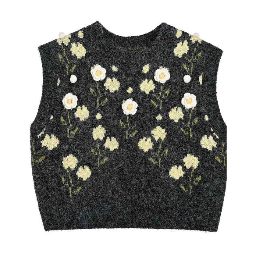 Floral Knit Vest & Tulle Skirt Set