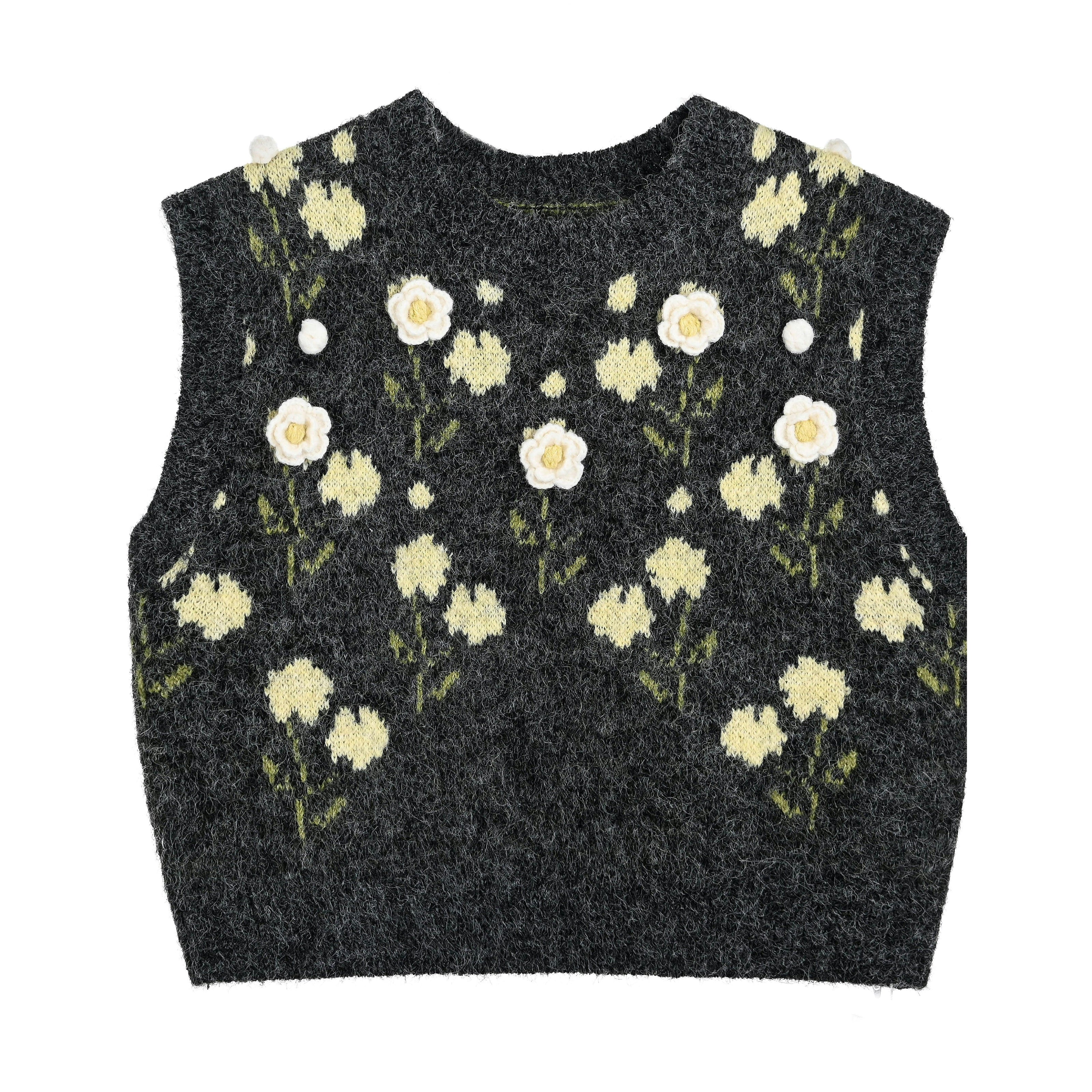 Floral Knit Vest & Tulle Skirt Set