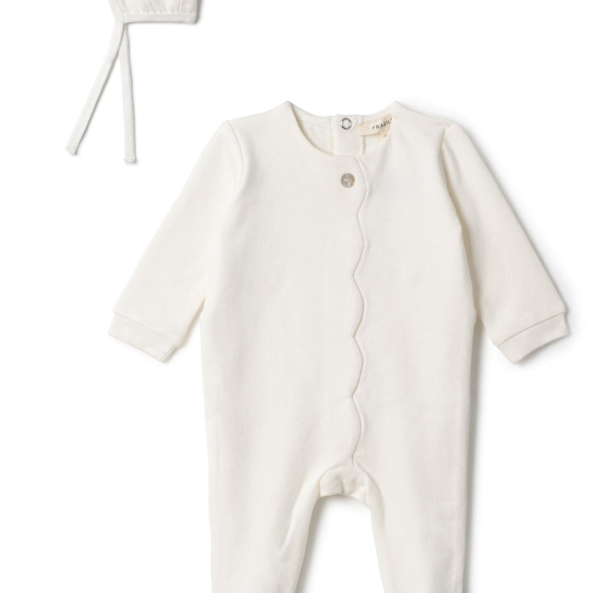 Cotton Scallop Onesie Off White