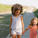 girls jetty stripe french terry tie knot set