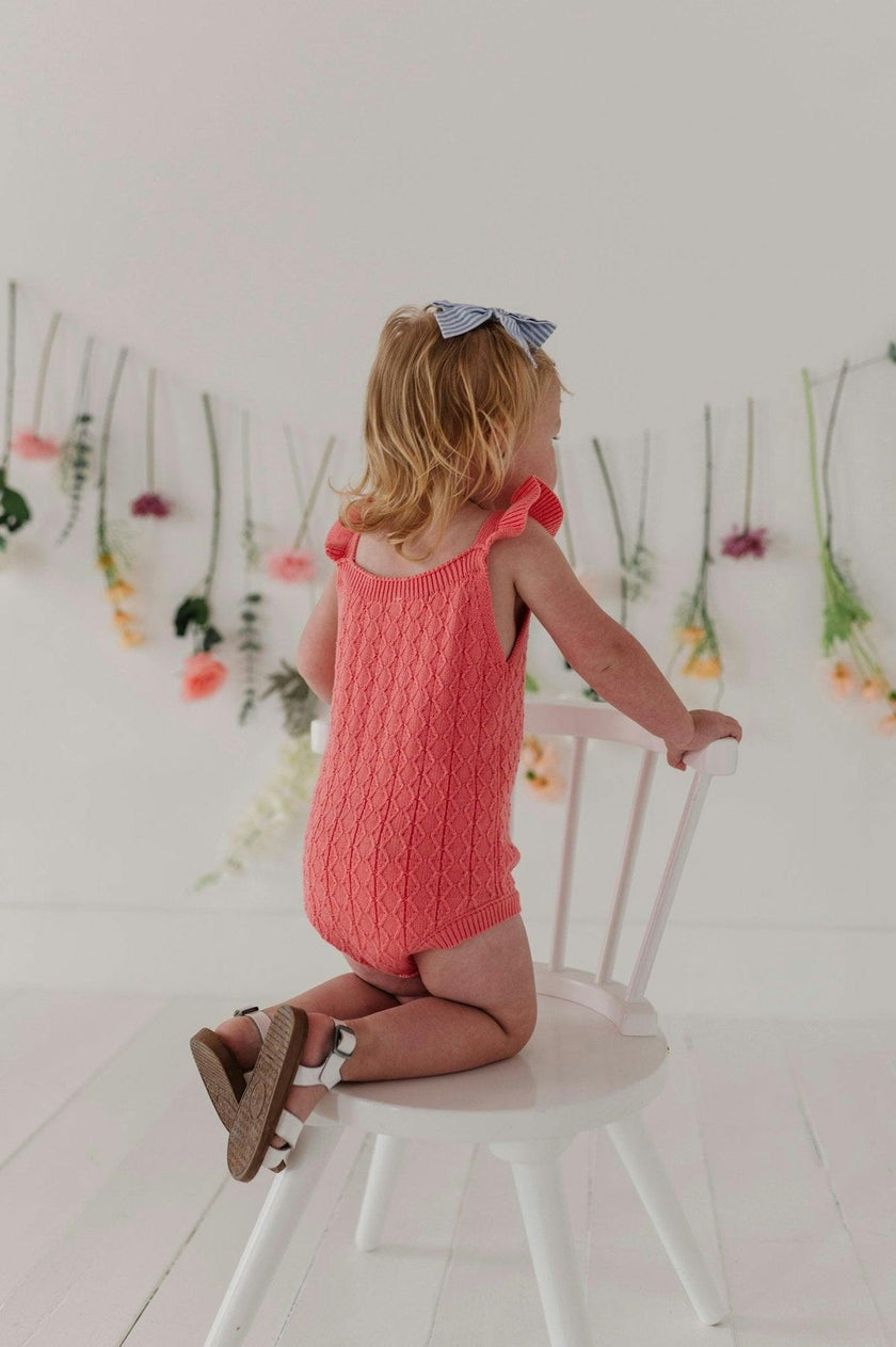 Baby Girl Knit Sweater Bodysuit in Strawberry Ice