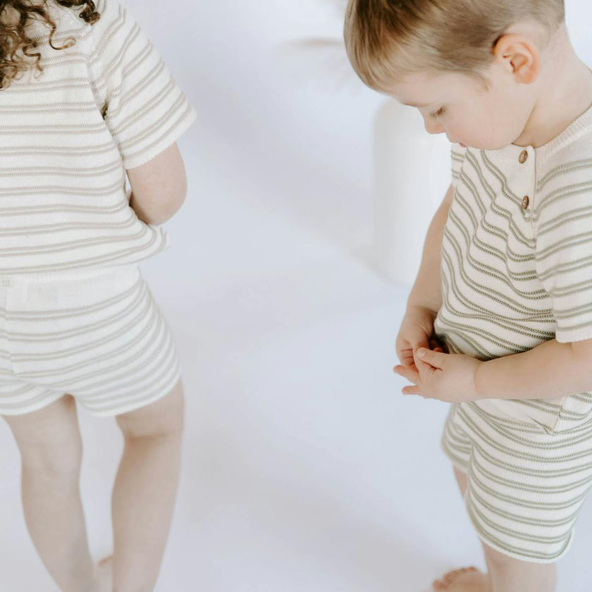 Organic Cotton Stripe Short Set, Stripes