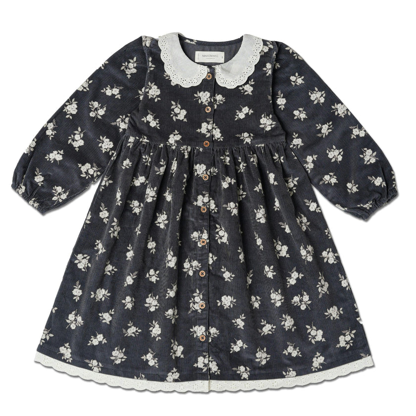 Organic Corduroy Collared Button Dress