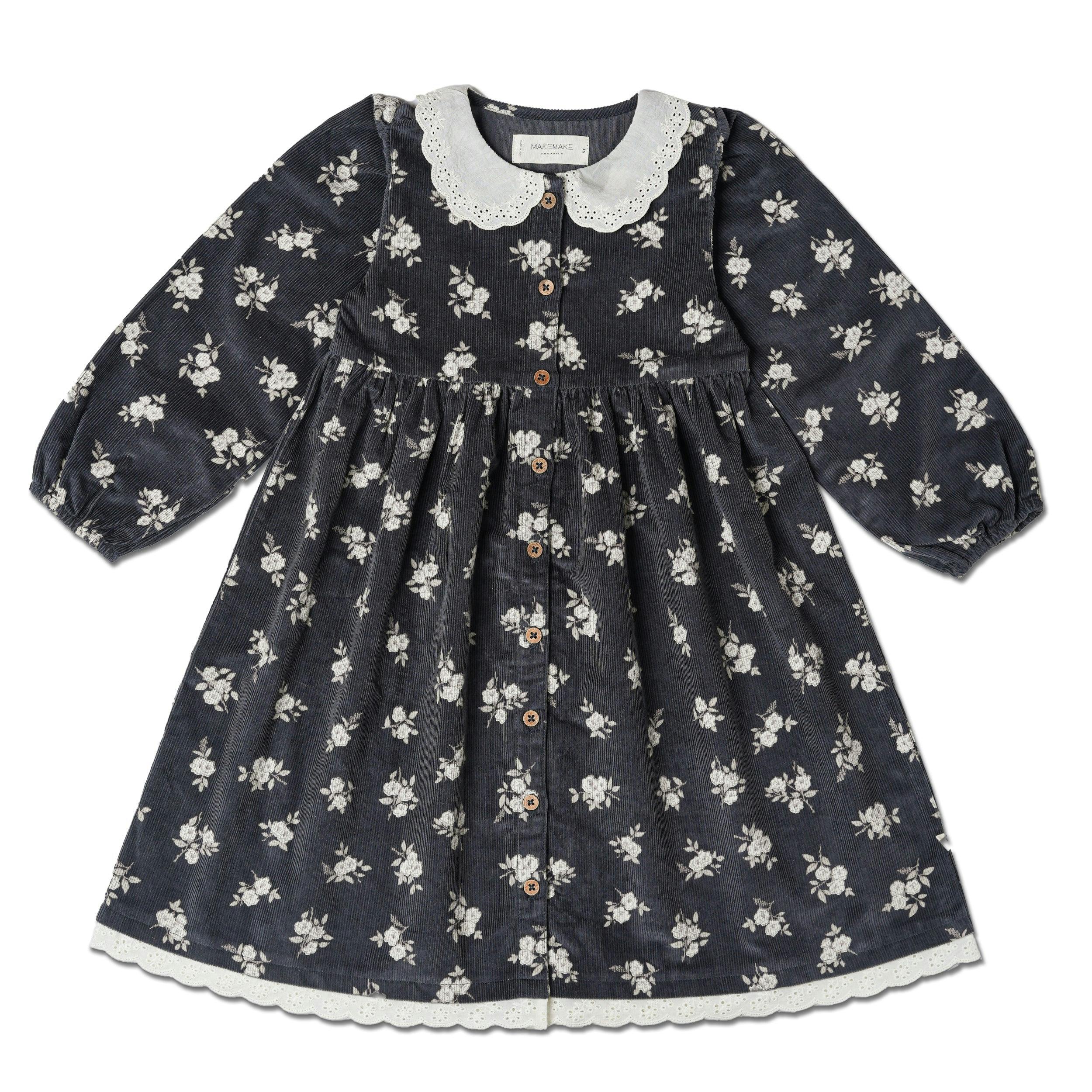 Organic Corduroy Collared Button Dress