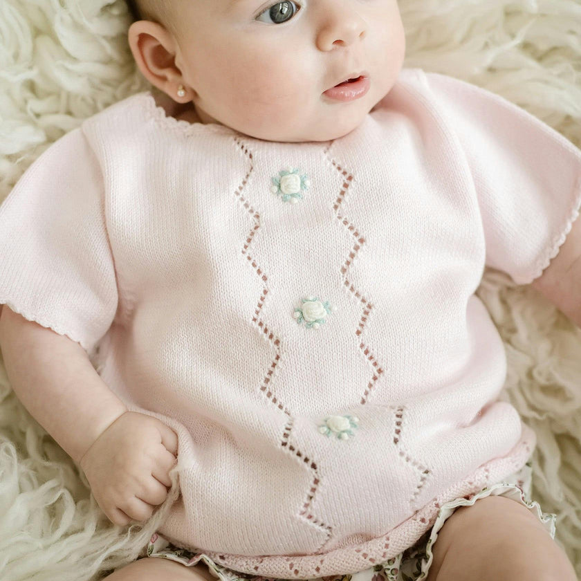 Colette Knit Diaper Set -Pink