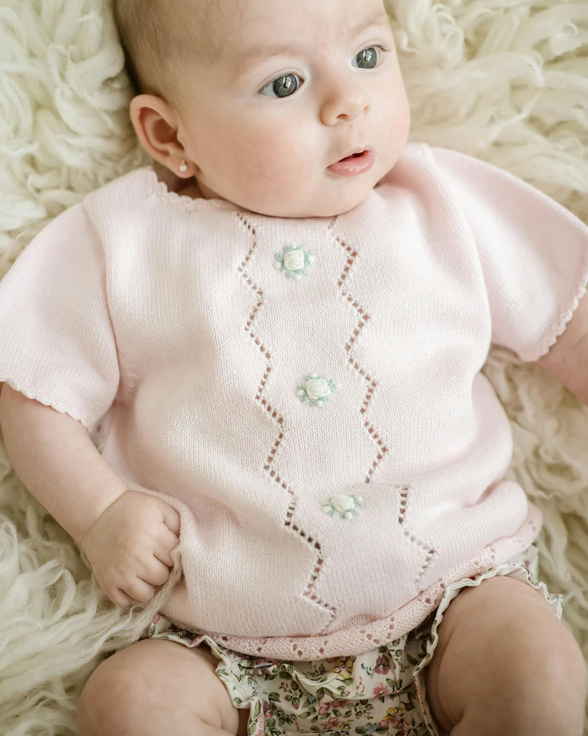Colette Knit Diaper Set -Pink