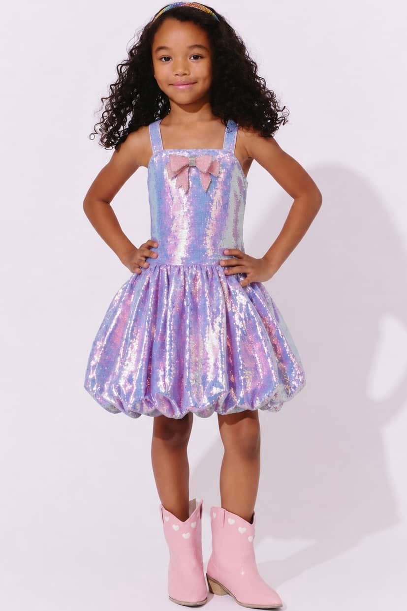Lavender Haze Bow Bubble Dress