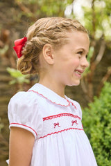 Smocked Louisa Dress - Red Bow