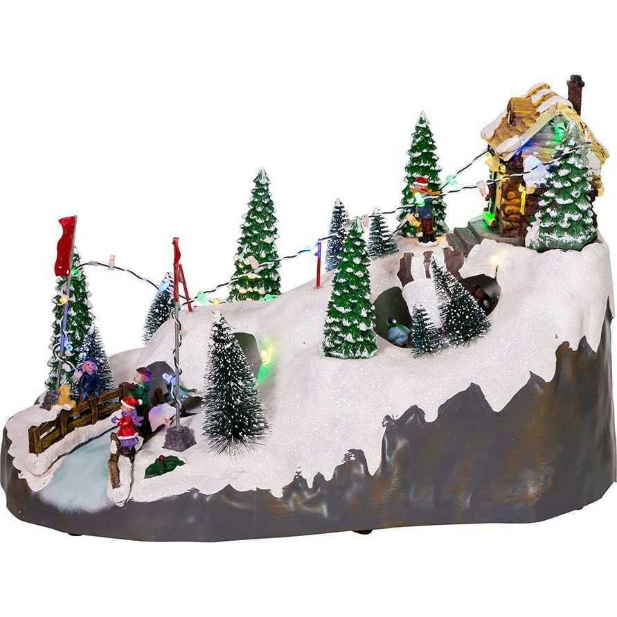 Motion LED Christmas Skiing Village