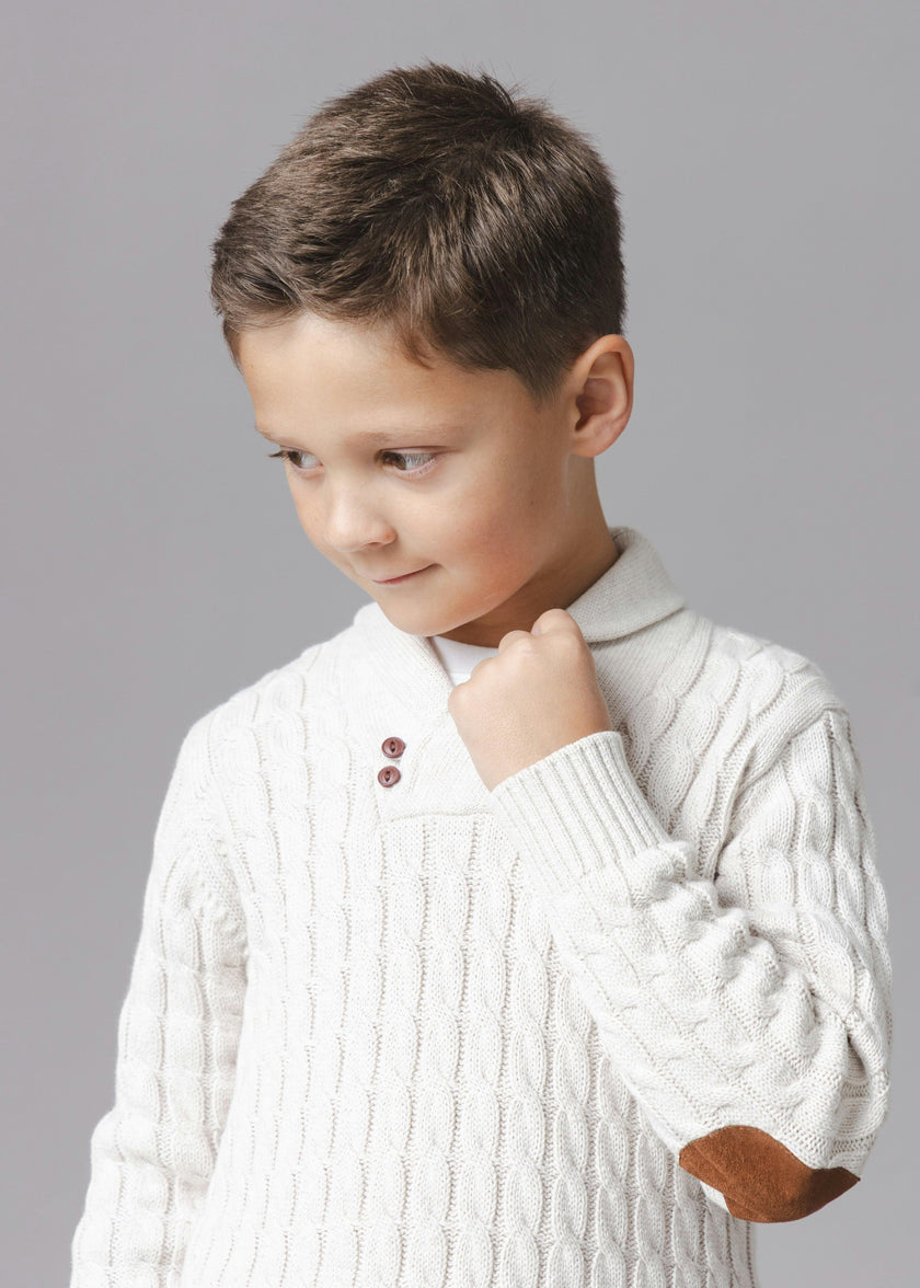 Organic Shawl Collar Cable Sweater