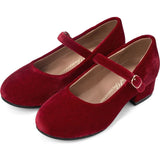 Sabine Velvet Wide Strap Round Toe Mary Jane Pumps