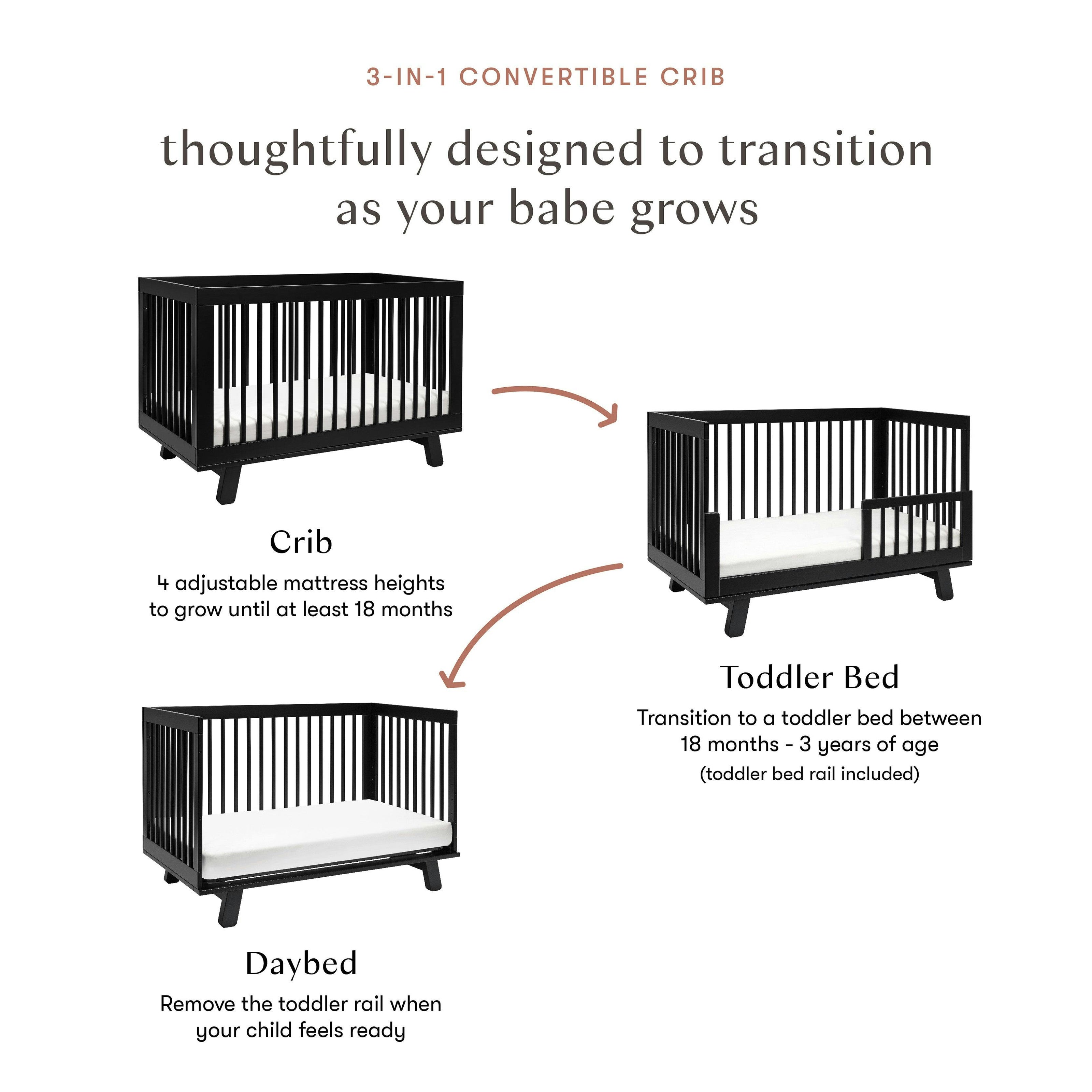 Babyletto Hudson 3-in-1 Convertible Crib with Toddler Bed Conversion Kit