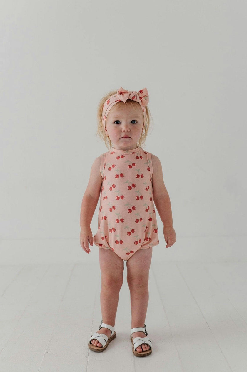 Baby Girl Bubble Bodysuit Set in Cherries