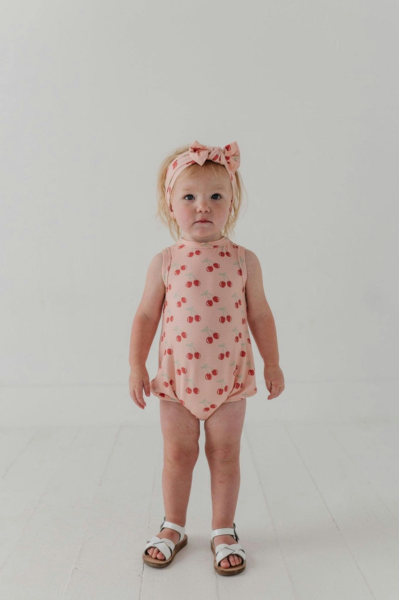 Baby Girl Bubble Bodysuit Set in Cherries